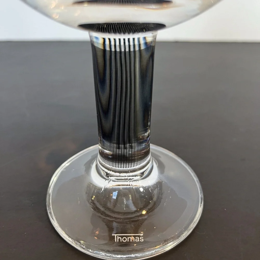 Rare Vintage Thomas Germany, Colonna Graphic Black Stem Crystal Wine Glasses